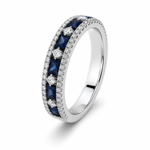1.88 ct žiedas su safyrais ir deimantais baltas auksas