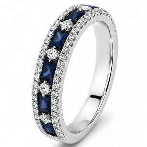 1.88 ct žiedas su safyrais ir deimantais baltas auksas