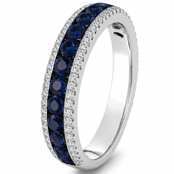 1.92 ct žiedas su safyrais ir deimantais baltas auksas