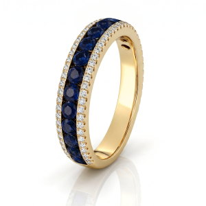 1.92 ct žiedas su safyrais ir deimantais geltonas auksas