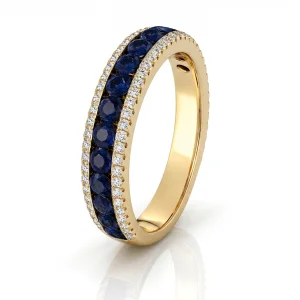 1.92 ct žiedas su safyrais ir deimantais geltonas auksas