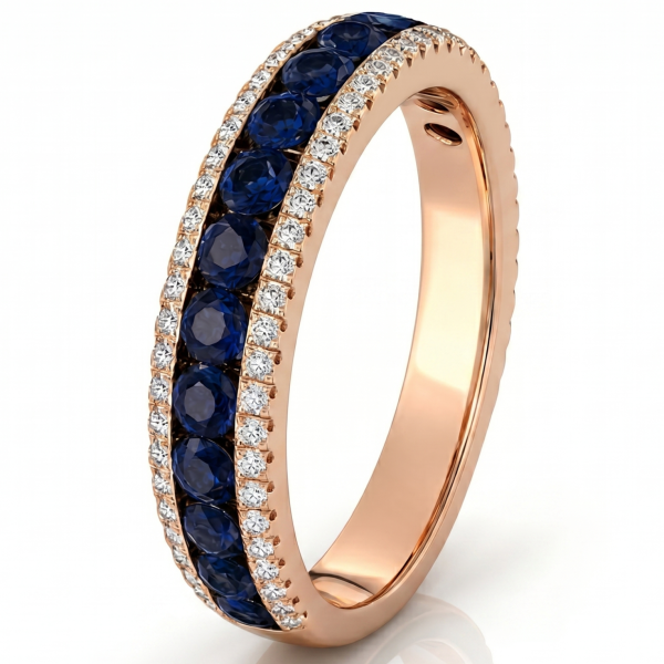 1.92 ct žiedas su safyrais ir deimantais raudonas auksas