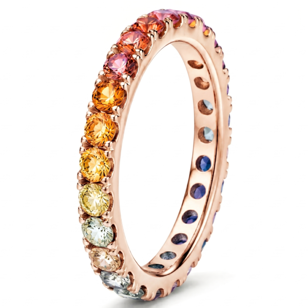 1.99 ct auksinis žiedas su spalvotais safyrais raudono aukso