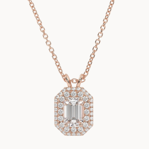 Auksinė grandinėlė ir prabangus pakabukas su 0,45 ct Emerald Lab Grown Deimantais