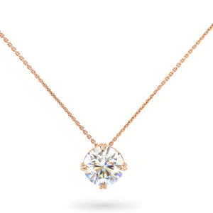 Auksinė grandinėlė ir pakabukas su 1.00 ct Round Lab Grown Deimantu (užaugintas deimantas)