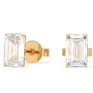 Auksiniai auskarai su 1,00 ct Emerald formos Lab Grown Diamonds (užaugintais deimantais)