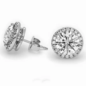 Auksiniai auskarai su 1.40 ct Round formos Lab Grown Diamonds (užaugintais deimantais)