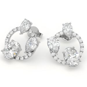 Auksiniai auskarai su 2.88 ct Lab Grown Diamonds (užaugintais deimantais)