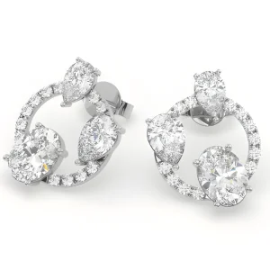 Auksiniai auskarai su 2.88 ct Lab Grown Diamonds (užaugintais deimantais)