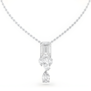 Prabangus auksinis kolje su 15.00 ct Emerald Pear and Round Lab Grown Deimantais