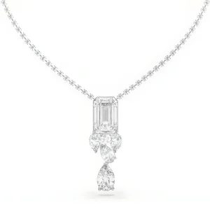 Prabangus auksinis kolje su 15.00 ct Emerald Pear and Round Lab Grown Deimantais