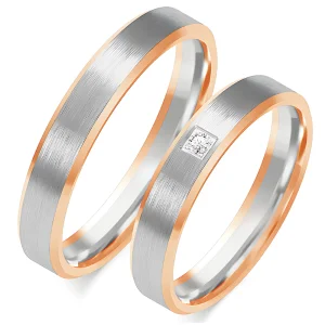 Vestuvinių žiedų gamyba – 4 mm modernius su deimantu (0,02 ct) (pora)