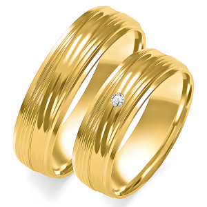Vestuvinių žiedų gamyba - su reljefu ir deimantu (0,02 ct) (pora)