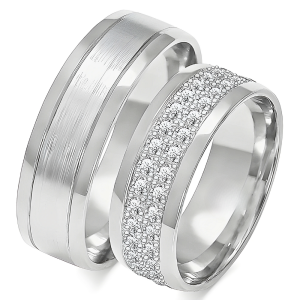 Vestuvinių žiedų gamyba - 7 mm su deimantais (1.40 ct) (pora)