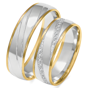 Vestuvinių žiedų gamyba - 6 mm su matinė faktūra ir deimantais (0,33 ct) (pora)