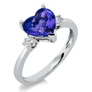Tanzanitas Blue - žiedas su tanzanitu širdelės formos ir deimantais (2.33 ct)