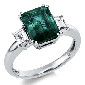 Įspūdingas Smaragdas - balto aukso žiedas su smaragdu ir deimantais (2,96 ct)