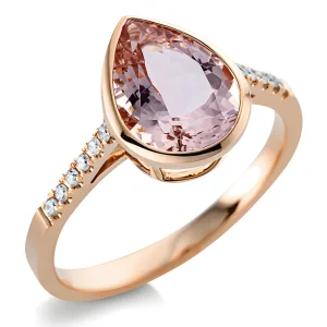 Morganitas - žiedas su rožiniu morganitu ir deimantais (2.38 ct)