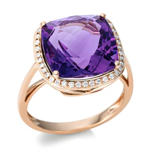 Эксклюзивный аметист - золотое кольцо с аметистом и бриллиантами (7.57 ct)