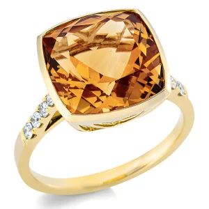 Citrinas - modern ring with citrine and diamonds (6.47 ct)