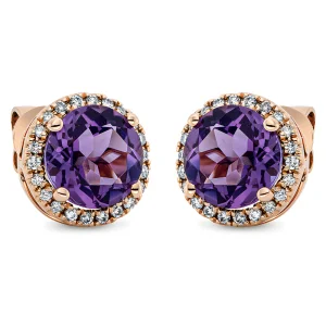 Ametistai – auskarai vinukai su ametistais ir deimantais (3,65 ct)