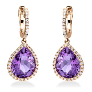 Elegantiški ametistai – auskarai su ametistais ir deimantais (6.38 ct)