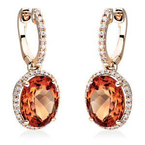 Citrinai Mandarin- auskarai su ovalo formos citrinais ir deimantais (6.78 ct)