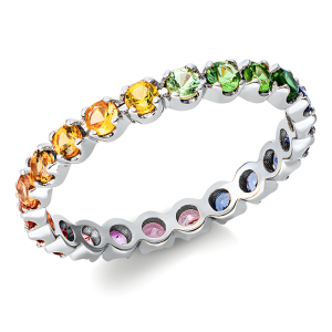1.12 ct auksinis žiedas su spalvotais safyrais