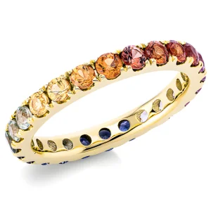 1.99 ct auksinis žiedas su spalvotais safyrais