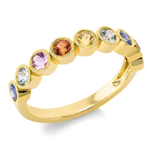 1.04 ct auksinis žiedas su spalvotais safyrais