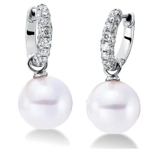 Prabangus auksiniai auskarai su perlais 11 mm ir deimantais (0.89 ct)