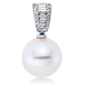Auksinis pakabukas su jūriniu perlu ir deimantais (South Sea, 11.5 mm, 0.21 ct)