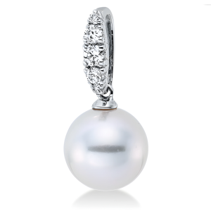 Auksinis pakabukas su jūriniu perlu ir deimantais (South Sea, 9.5 mm, 0.17 ct)