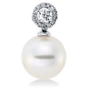 Subtilus pakabukas su jūriniu perlu ir deimantais (South Sea, 11 mm, 0.18 ct)