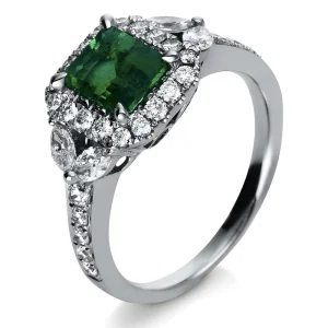 Natūralus Smaragdas - balto aukso žiedas su smaragdu ir deimantais (1,91 ct)