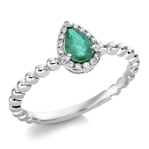 Natūralus Smaragdas - žiedas su smaragdu lašo formos ir deimantais (0.42 ct)