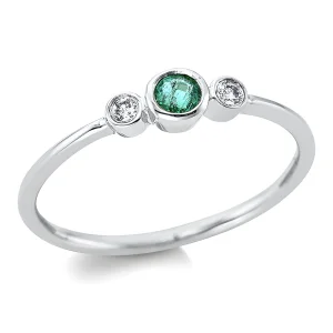 Natūralus Smaragdas - žiedas su smaragdu ir deimantais (0.15 ct)