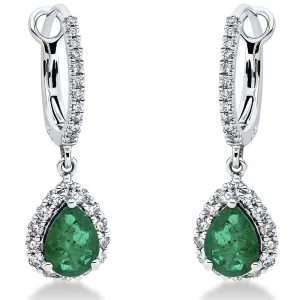 Natūralūs smaragdai - auskarai su smaragdais lašo formos ir deimantais (1.69 ct)