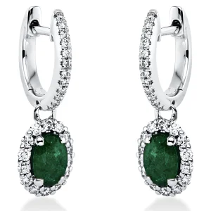 Natūralūs smaragdai - auskarai su smaragdais ovalo formos ir deimantais (1.18 ct)
