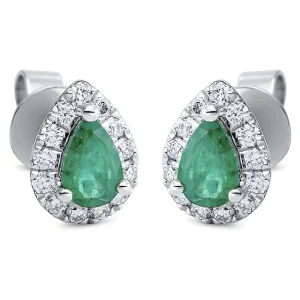 Natūralūs smaragdai - auskarai vinukai su smaragdais ir deimantais (1.03 ct)