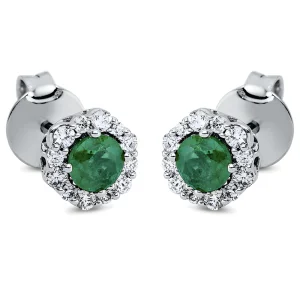 Natūralūs smaragdai - auskarai vinukai su smaragdais ir deimantais (0.63 ct)