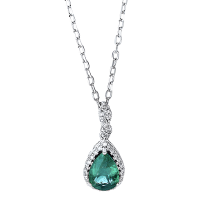 Auksinė grandinėlė su smaragdu ir deimantais (0.74 ct)