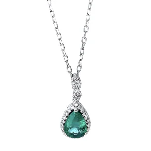 Auksinė grandinėlė su smaragdu ir deimantais (0.74 ct)