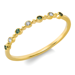 Natūralus Smaragdas - žiedas su smaragdu ir deimantais (0.07 ct)