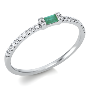 Natūralus Smaragdas - žiedas su smaragdu ir deimantais (0.16 ct)