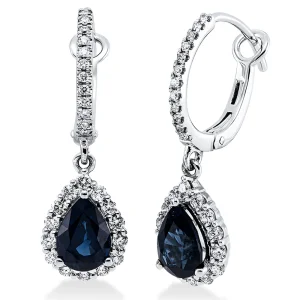 Safyrai - auskarai su safyrais lašo formos ir deimantais (2.29 ct)