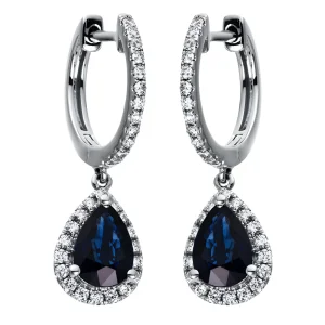 Safyrai - auskarai su safyrais lašo formos ir deimantais (2.13 ct)