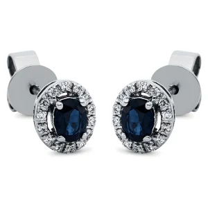 Safyrai - auskarai vinukai su safyrais ovalo formos ir deimantais (0.52 ct)