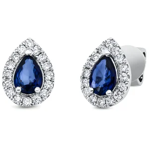 Safyrai - auskarai vinukai su safyrais lašo formos ir deimantais (1.28 ct)