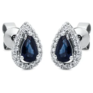 Safyrai - auskarai vinukai su safyrais lašo formos ir deimantais (0.61 ct)